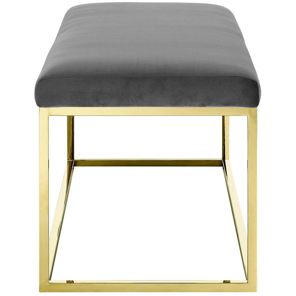 Gold Gray Fabric Bench M87423