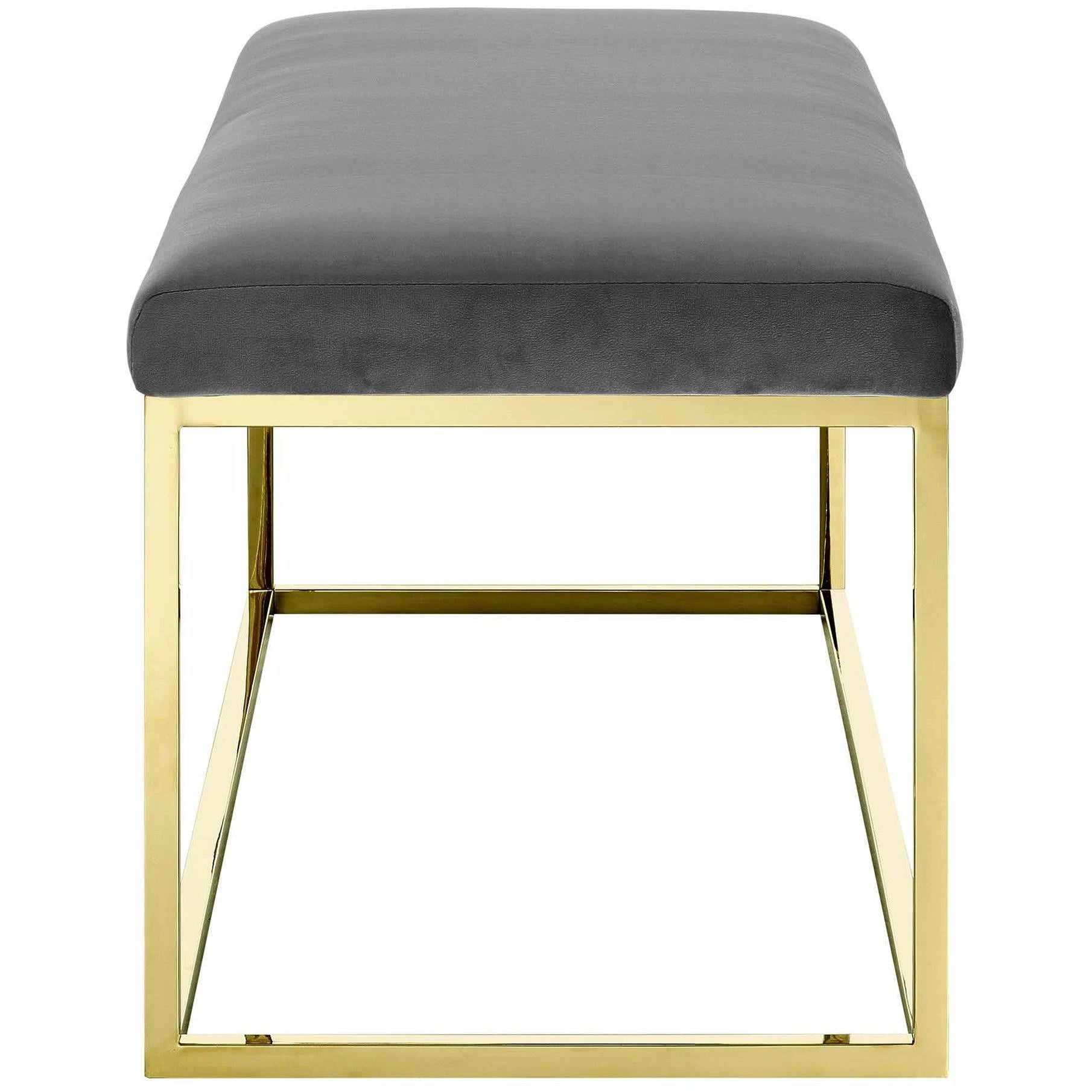 Gold Gray Fabric Bench M87423