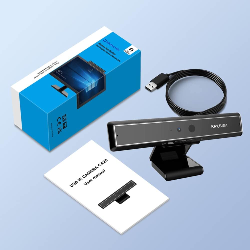Face Recognition USB IR Camera with Dual Omnidirectional Microphone, 1080P, Pack of 2 D6026