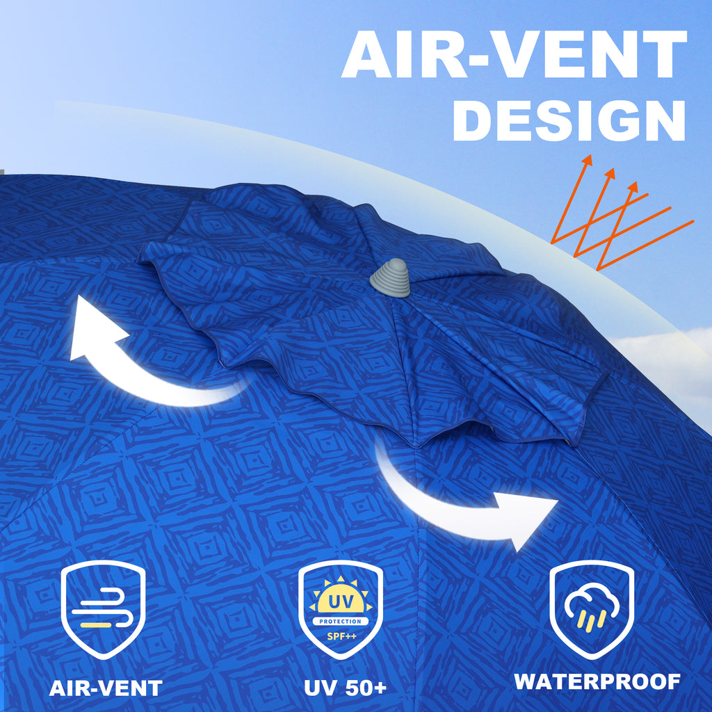 6.5ft Beach Umbrella with Sand Anchor E76002