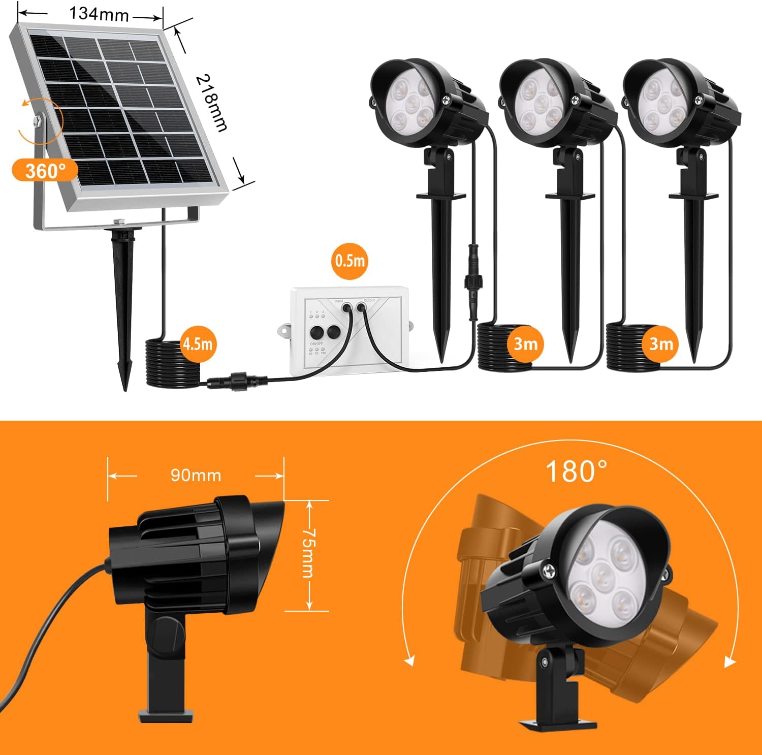 4-in-1 Solar Landscape Lights, IP66 Waterproof, 2700K/4000K/6000K Q65458