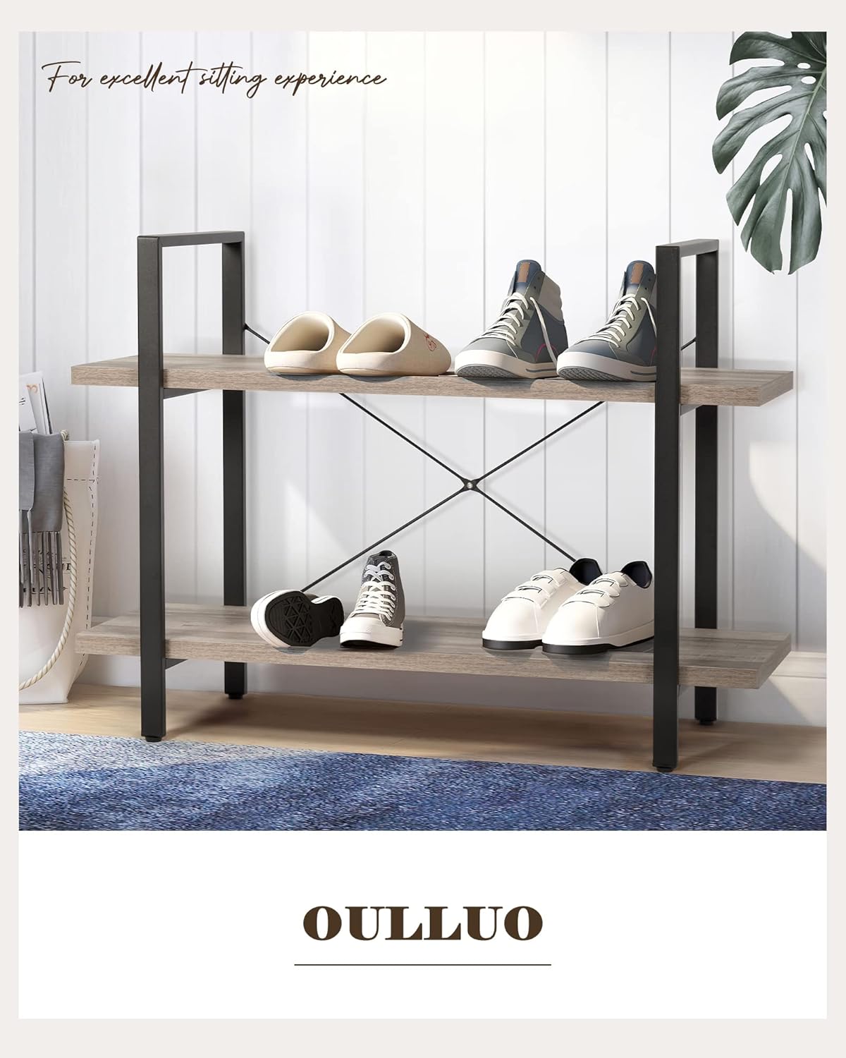 Industrial 2-Tier Wood and Metal Bookcase L545064