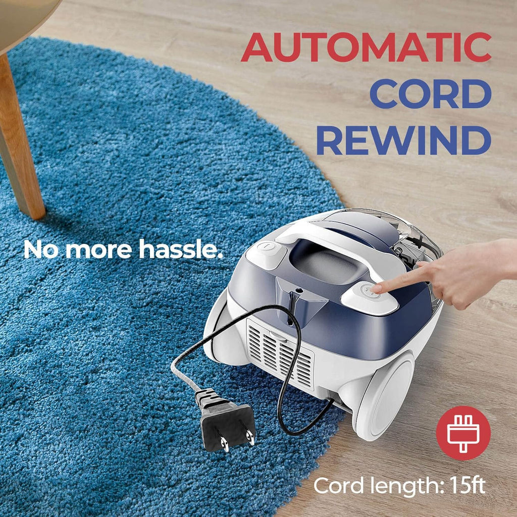 Ocean Blue Bagless Canister Vacuum Cleaner with Double HEPA Filtration V16344