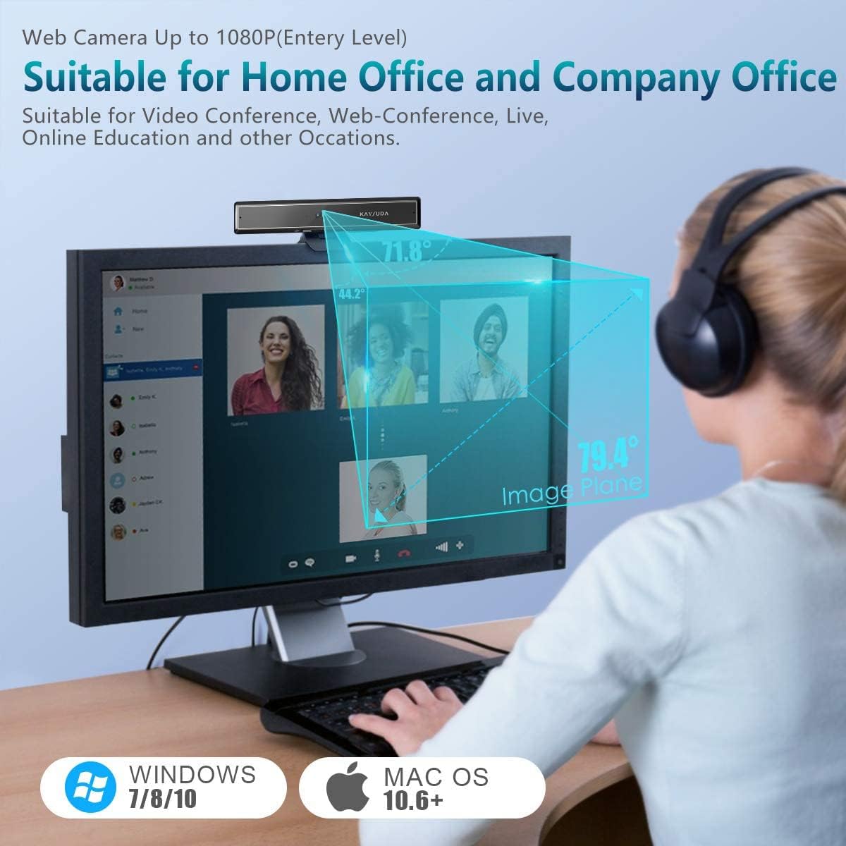 Face Recognition USB IR Camera with Dual Omnidirectional Microphone, 1080P, Pack of 2 D6026