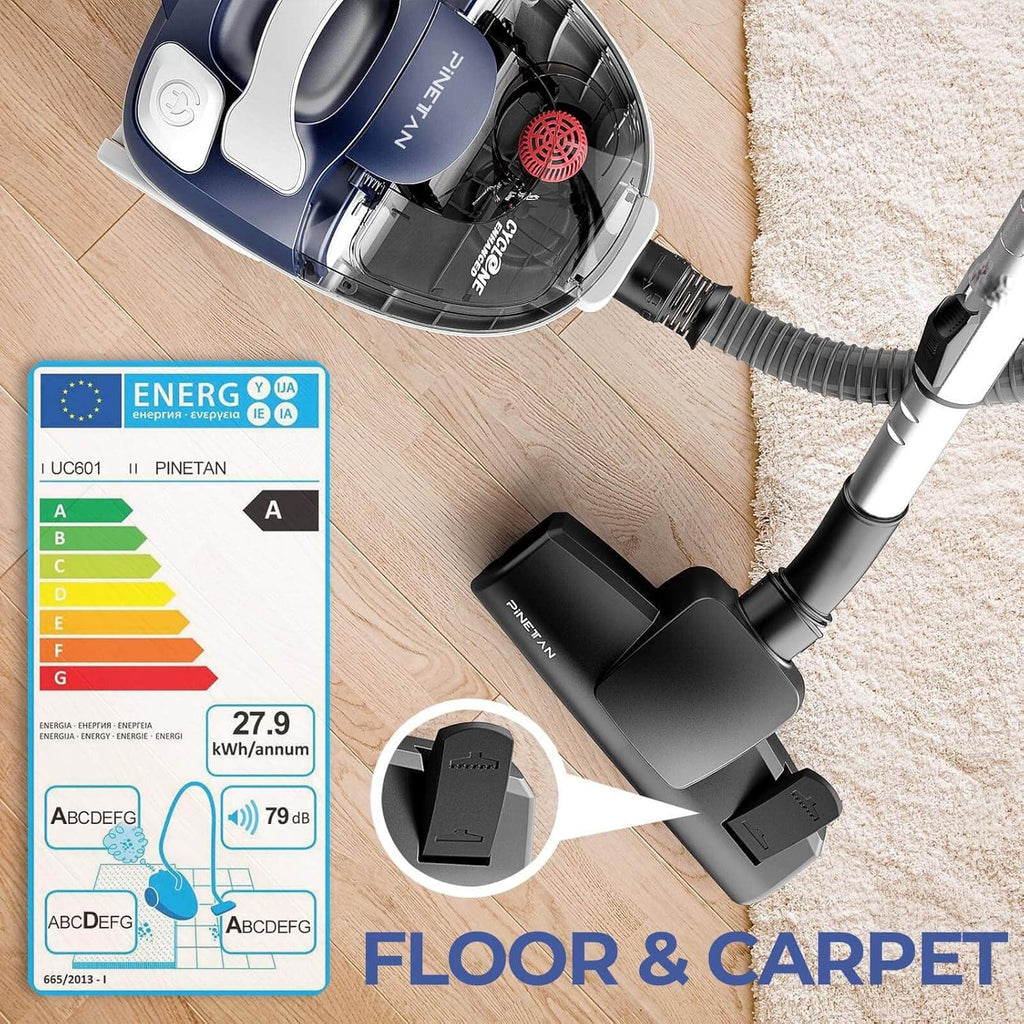 Ocean Blue Bagless Canister Vacuum Cleaner with Double HEPA Filtration V16344