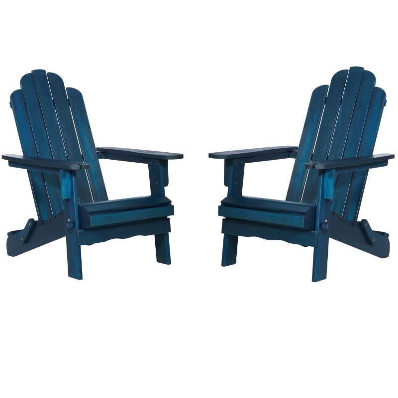 2 Piece Navy Blue Acacia Patio Set R965776