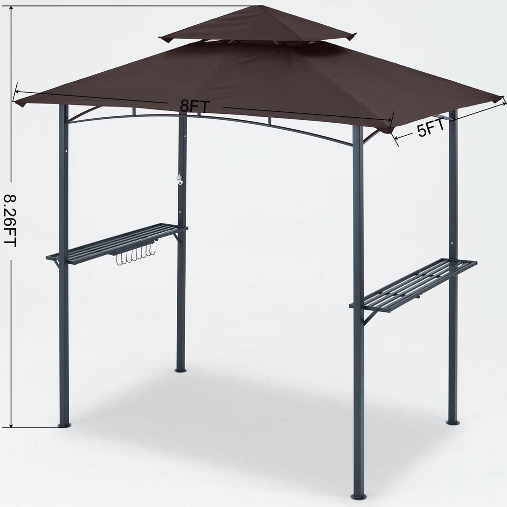 Brown Outdoor BBQ Grill Gazebo with LED Light R37239