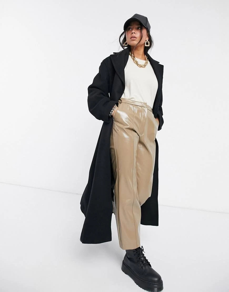 Black Longline Wool Coat U589