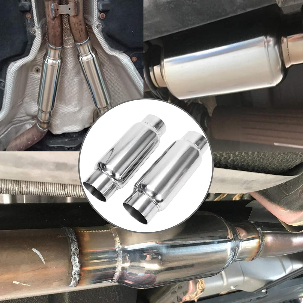 3" Inlet 3" Outlet Stainless Steel Exhaust Muffler Resonator, 12" Overall Length, Pack of 2 T362