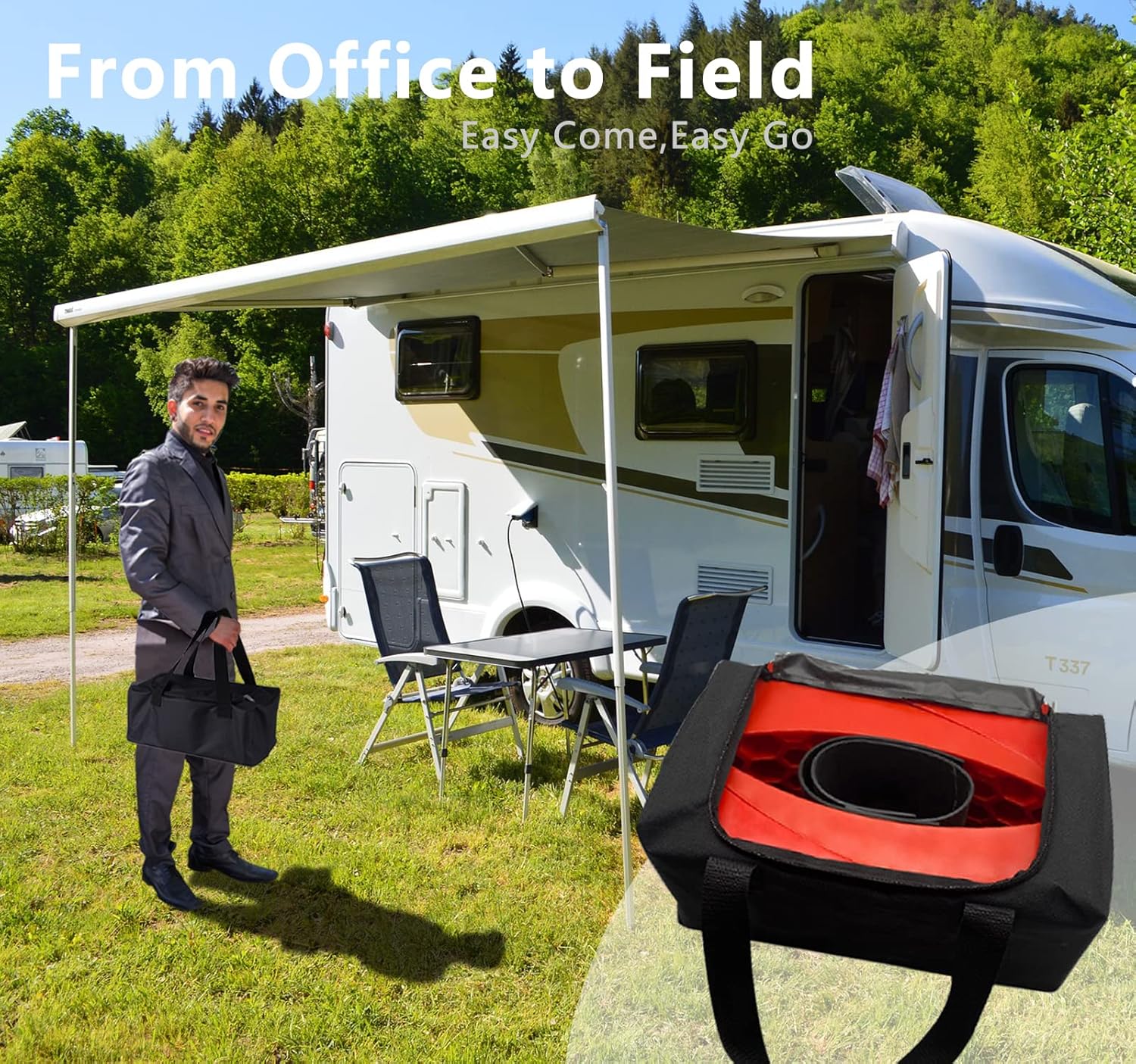 2 Packs Camper Leveler, RV Leveling Ramp Chock Kit, Two Curved Levelers, Two Chocks, Two Rubber Grip Mats, 35,000 lbs O301045