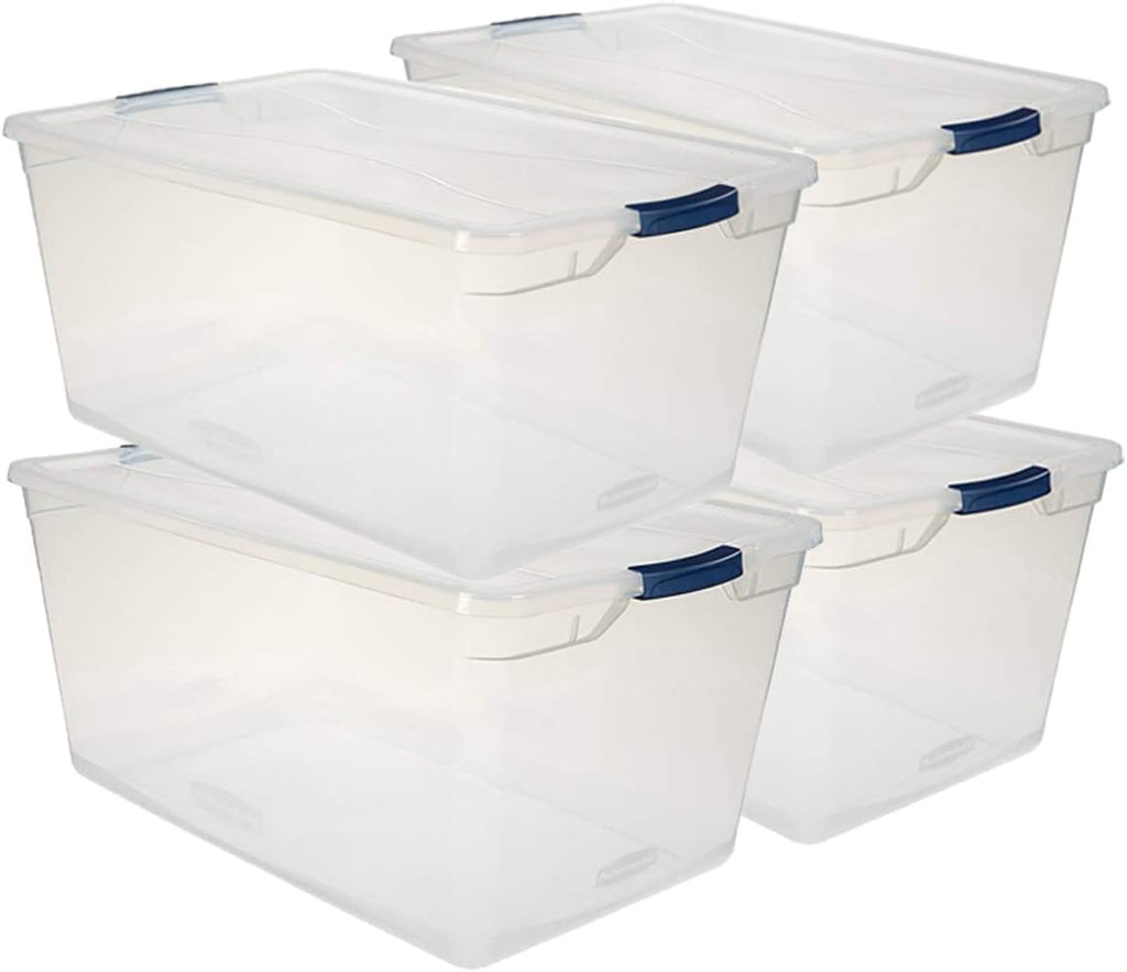 Clear 41 QT Pack of 4 Stackable Plastic Storage Containers with Latching Lids A8879