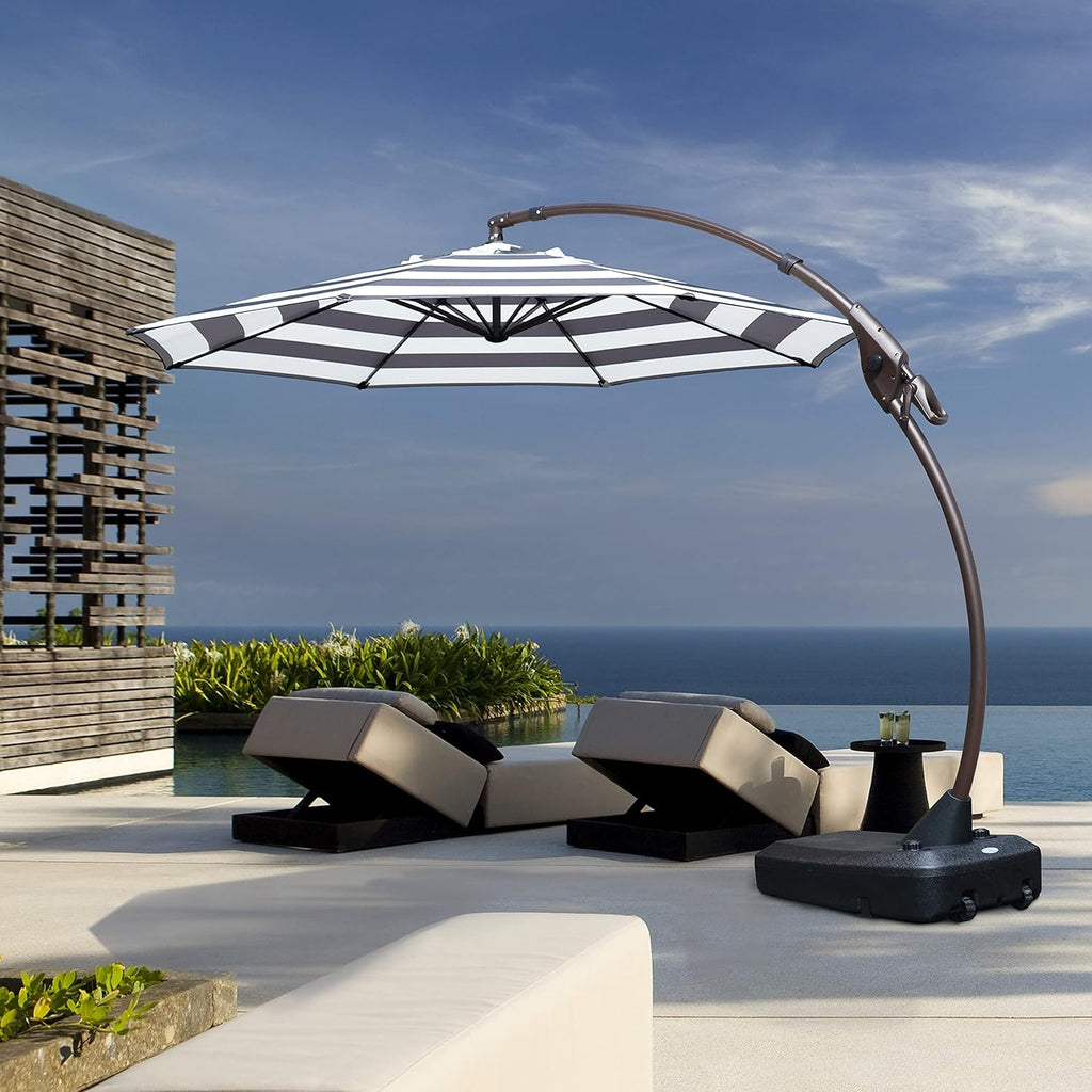 11 FT Curvy Aluminum Offset Umbrella with Base K56191