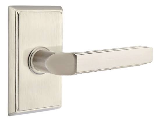 Flat Black Privacy Lever with Rectangular Rose J5640