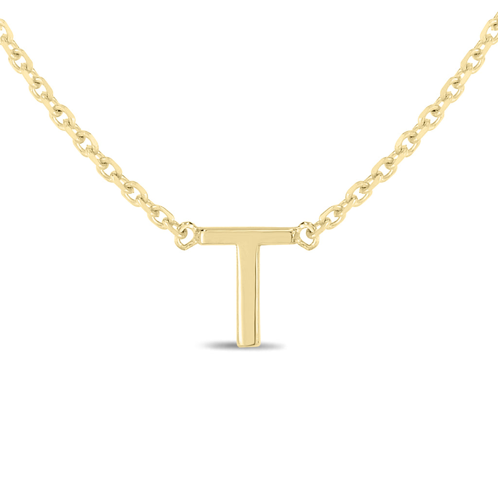 14K Solid Yellow Gold Initial Necklace R78814