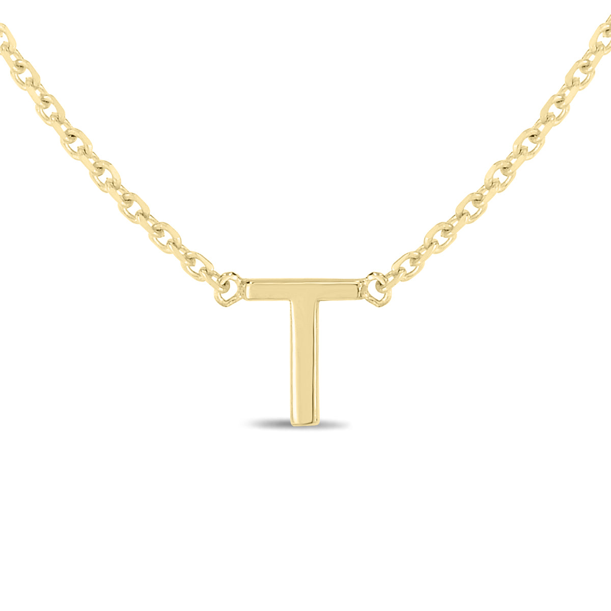 14K Solid Yellow Gold Initial Necklace R78814