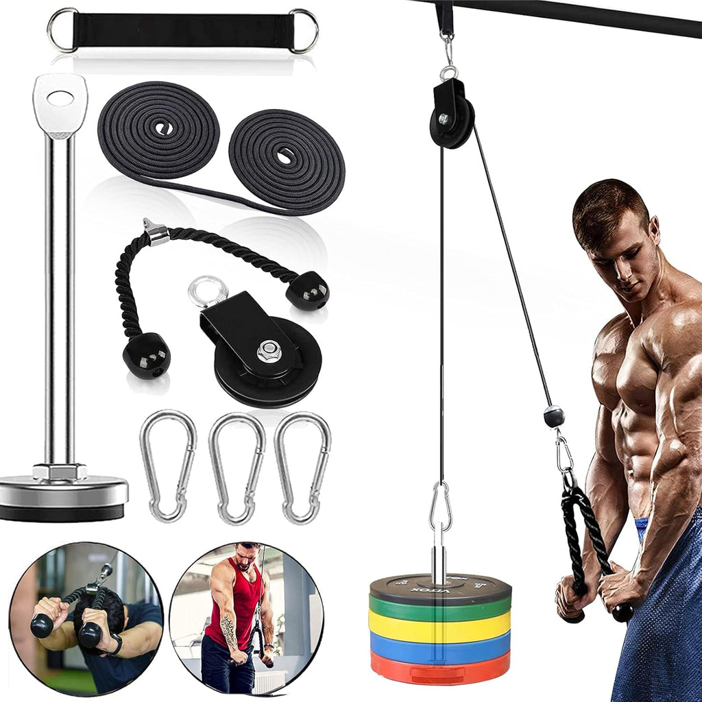 Weight Cable Pulley System Home Gym Equipment Upgraded Fitness LAT Pull Down, Biceps Curl, Back, Forearm, Shoulder Pack of 2 O6417
