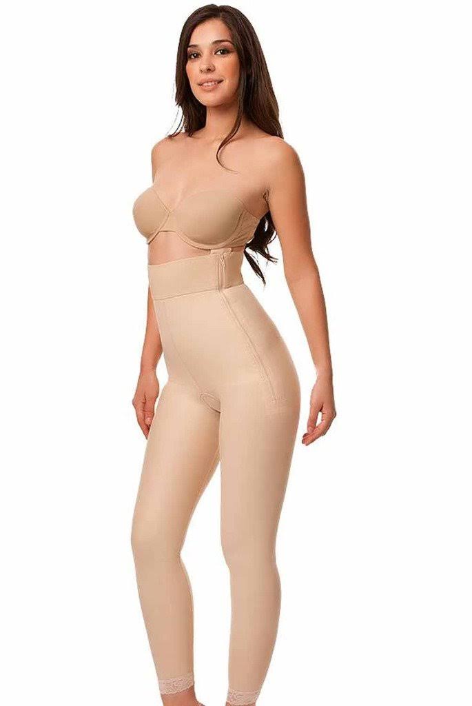High Waist Girdle with Zippers Ankle Beige - 3XL B3759