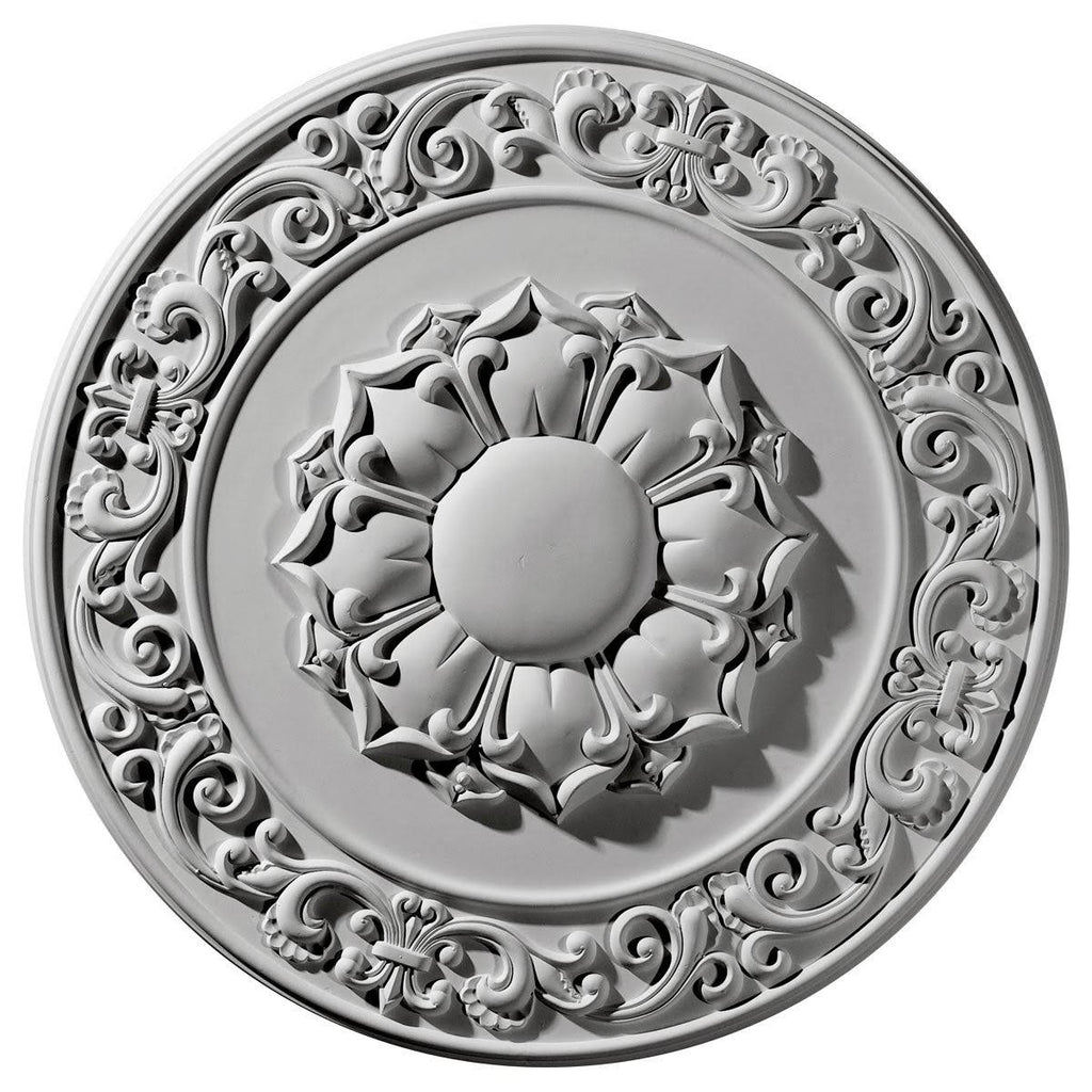 27 3/4x22OD x 2x22P Hand-Painted Silver Ceiling Medallion O68150