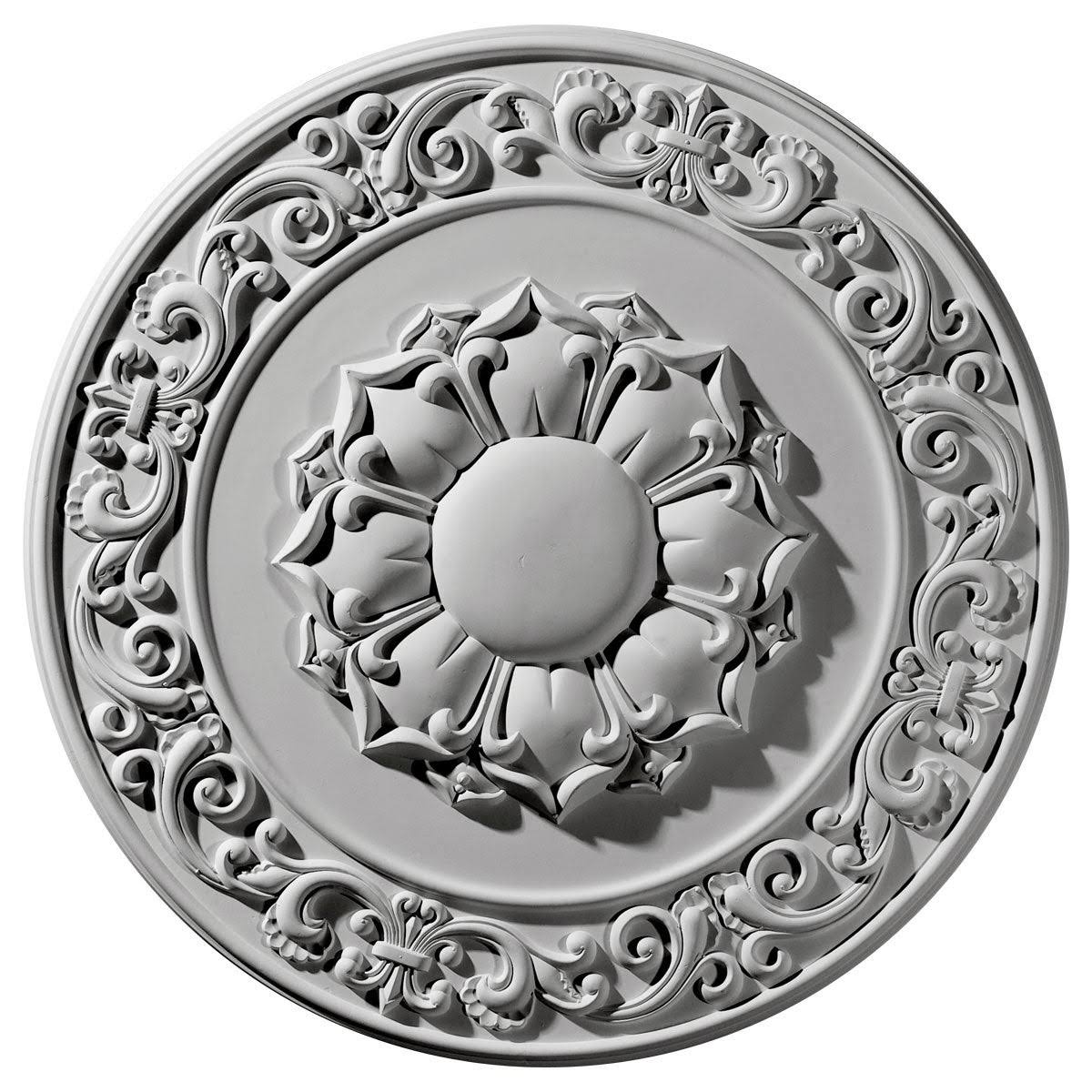 27 3/4x22OD x 2x22P Hand-Painted Silver Ceiling Medallion O68150