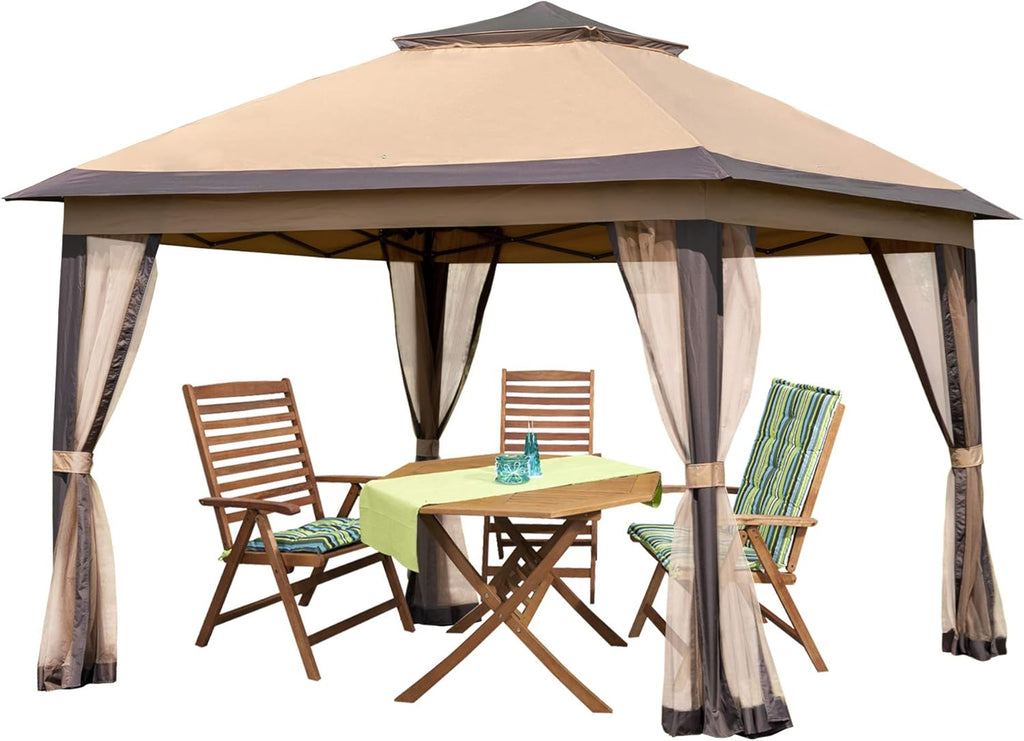 11x11 Grey Outdoor Pop up Gazebo with Mosquito Netting X892852