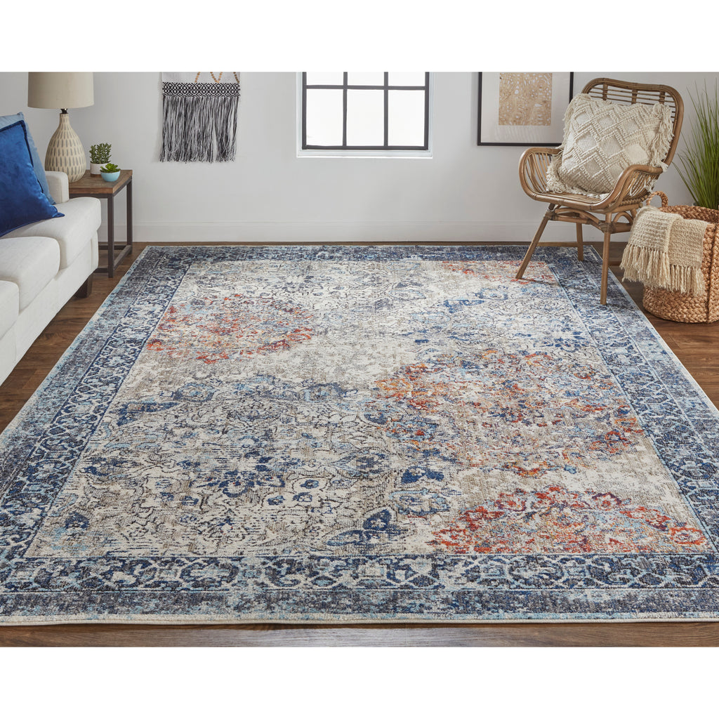 Blue/Ivory/Red Area Rug J6664