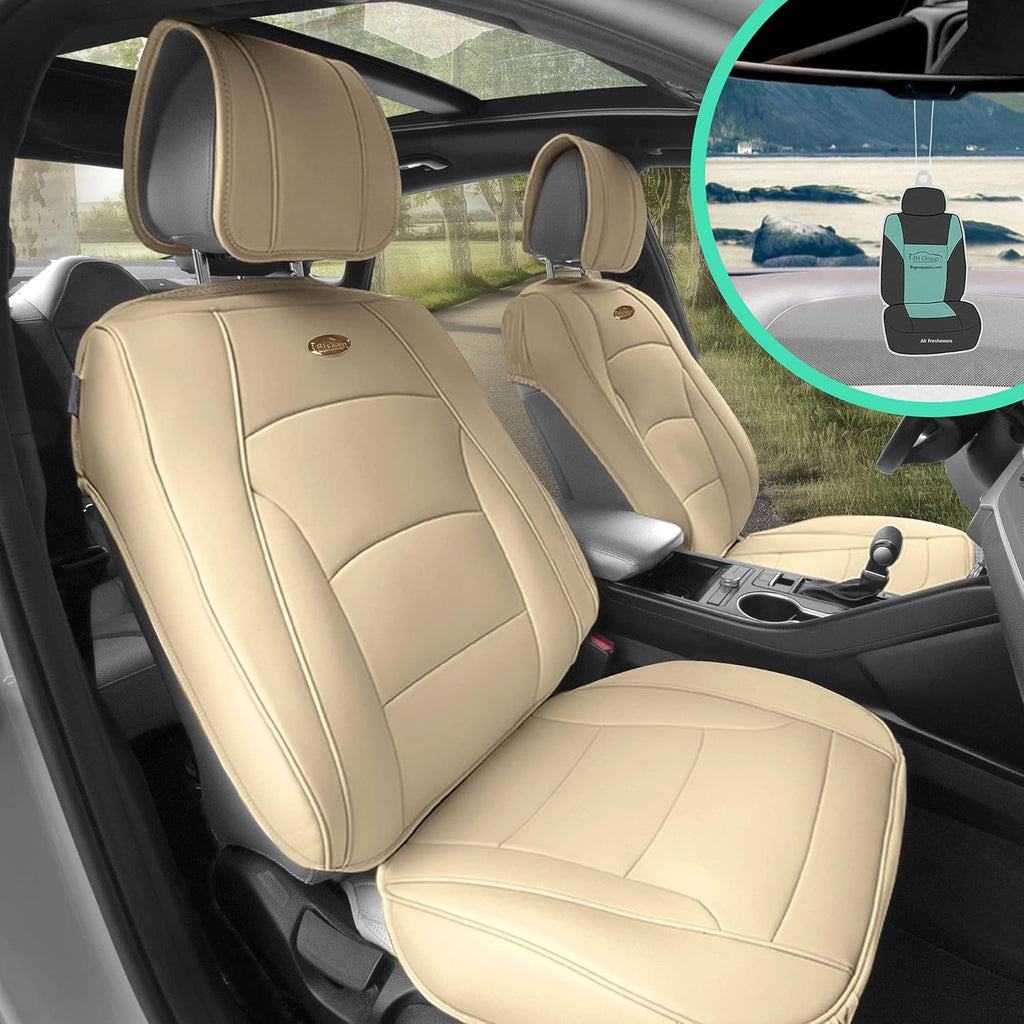Faux Leather Car Seat Covers Front Set Solid Gray N3795