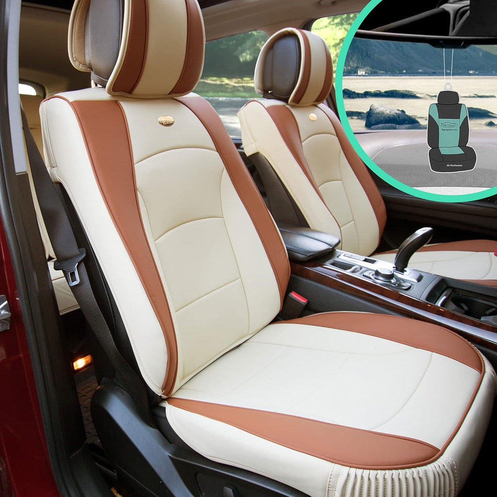Faux Leather Car Seat Covers Front Set Solid Gray N3795