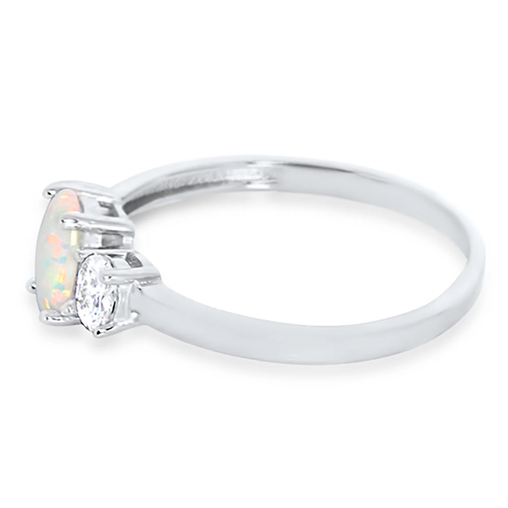 3 Stone Created Opal Ring Size 7 H334