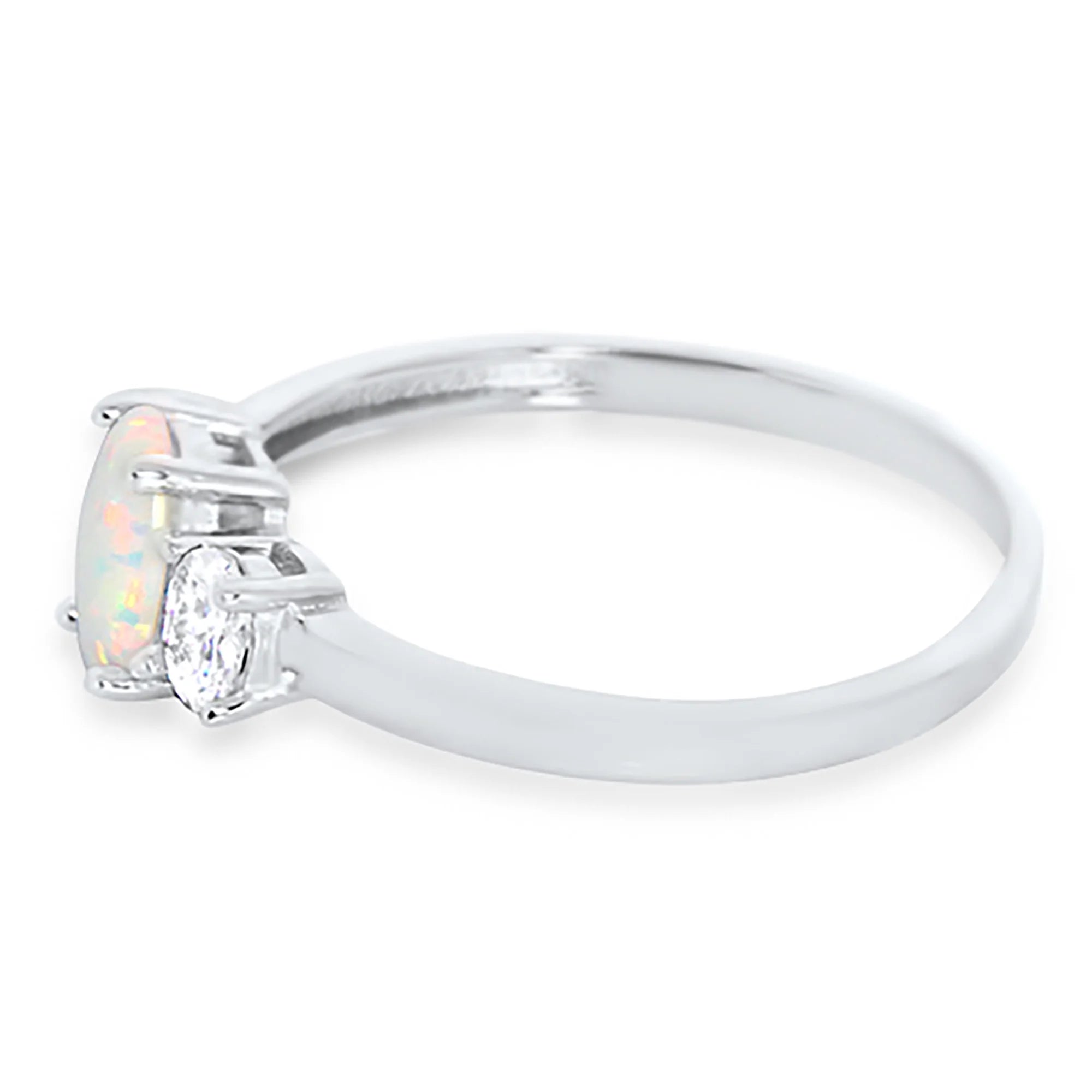 3 Stone Created Opal Ring Size 7 H334