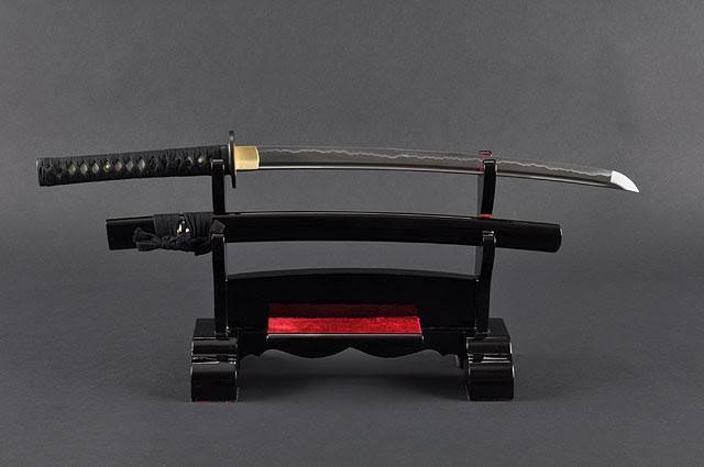 1045 Carbon Steel Japanese Samurai Wakizashi Sword with Wooden Scabbard Q9889