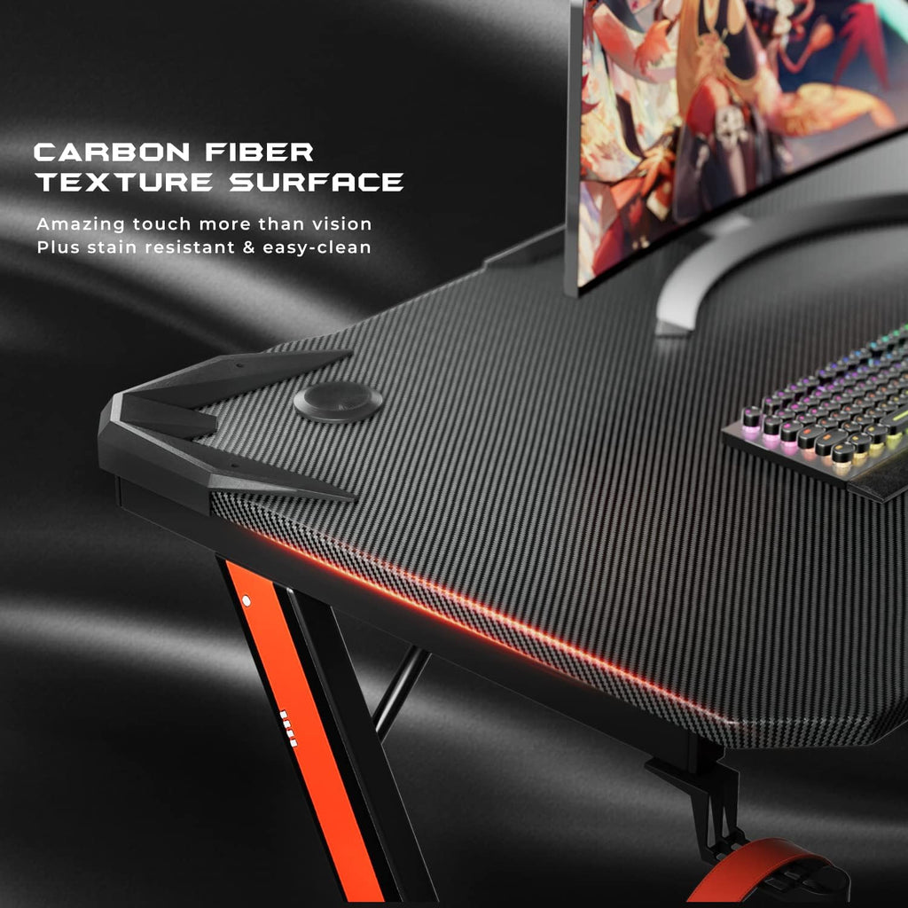 Black 44 Inch Gaming Desk with Cup Holder and Headphone Hook I97781