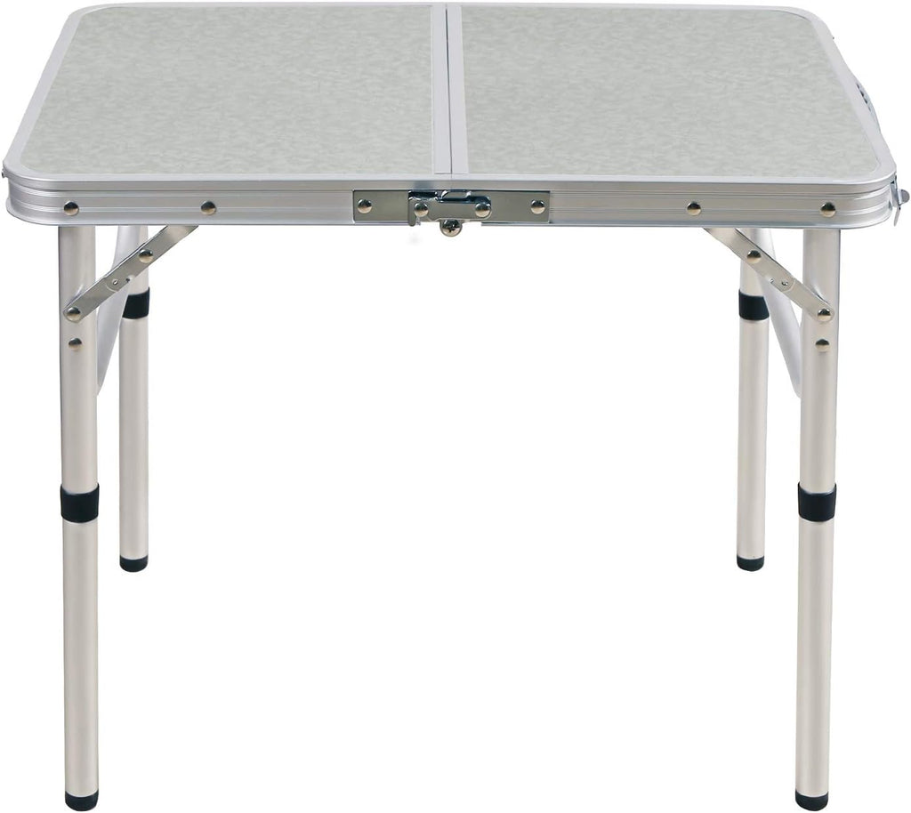 White 3 Foot Aluminum Folding Camping Table with Adjustable Legs X52535