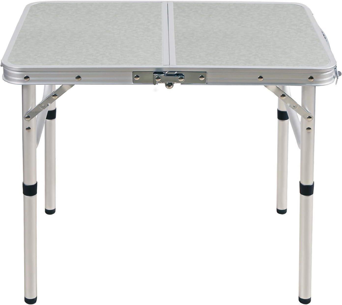 White 3 Foot Aluminum Folding Camping Table with Adjustable Legs X52535