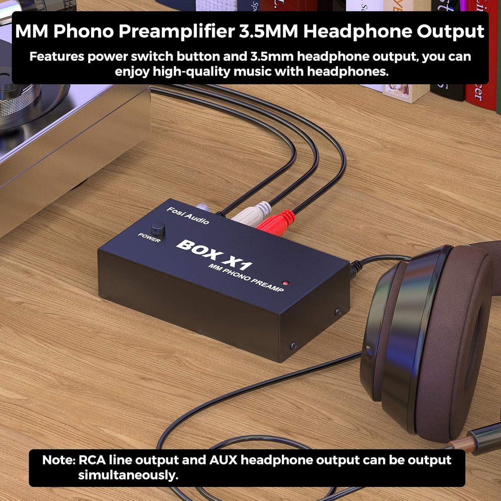 Phono Preamp with 3.5MM Headphone and RCA Output, DC 12V Power Supply, Pack of 2 E681