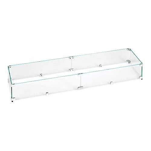 Rectangular Fire Pit Glass Wind Guard, 41x17 inch F3832