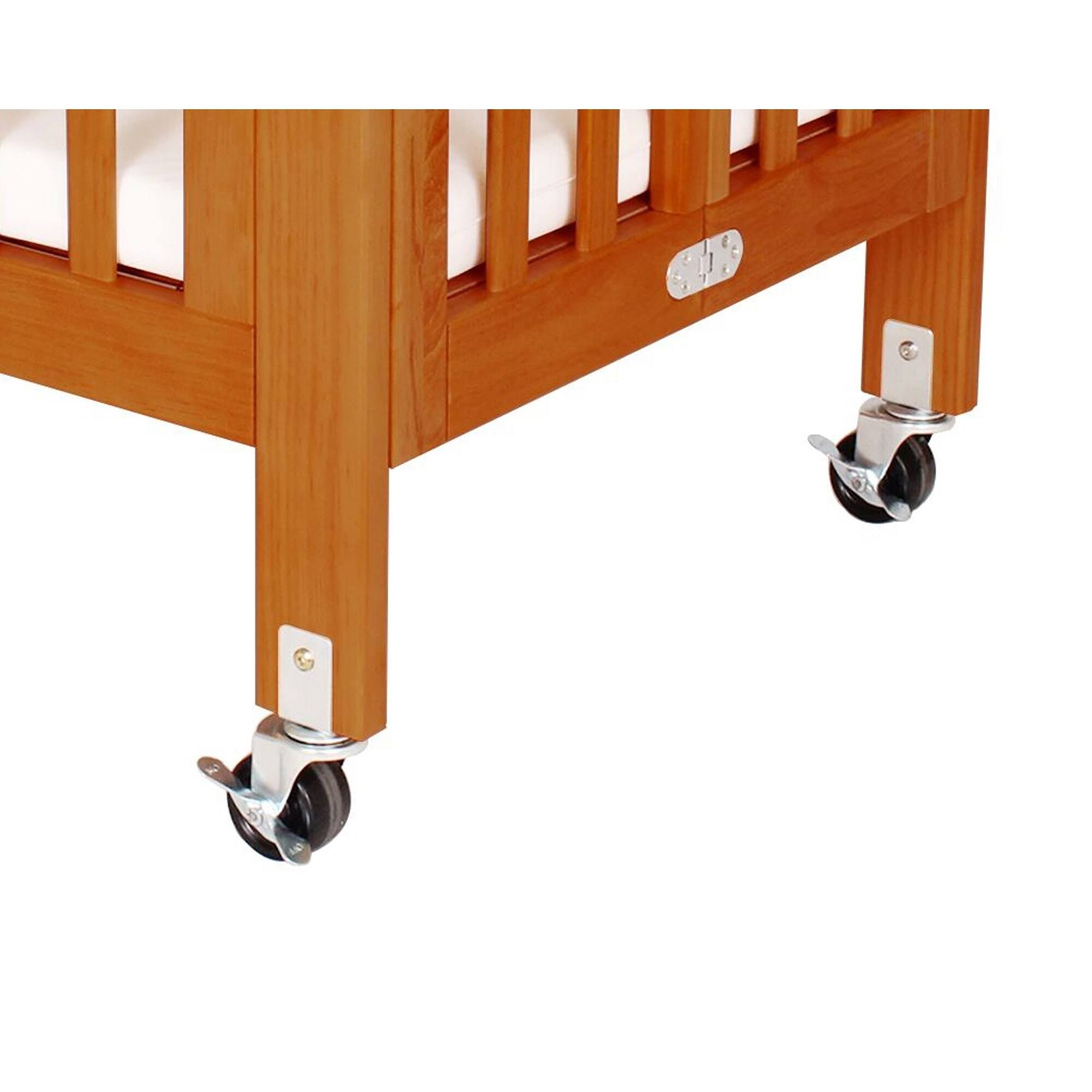 Brown Foldable Wood and Metal Crib with Casters W7302