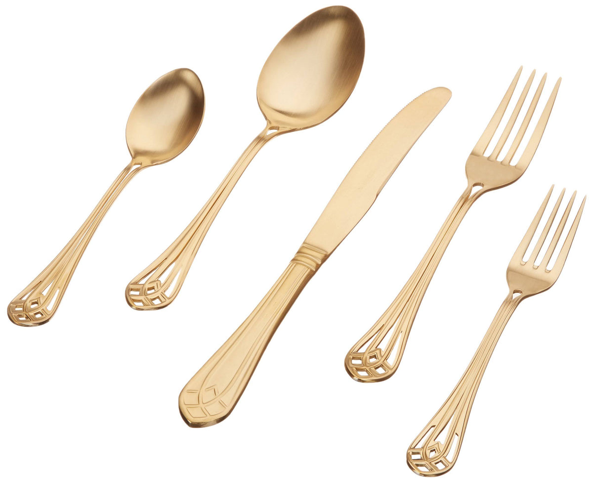 5-Piece Place Setting, 18/10-Inch, Full Gold Matte Finish X95200