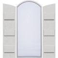 Rustic Faux Wood Shutters with Elliptical Arch Top M16957