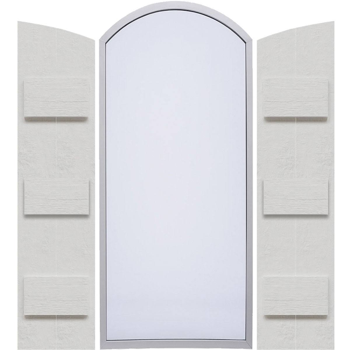Rustic Faux Wood Shutters with Elliptical Arch Top M16957