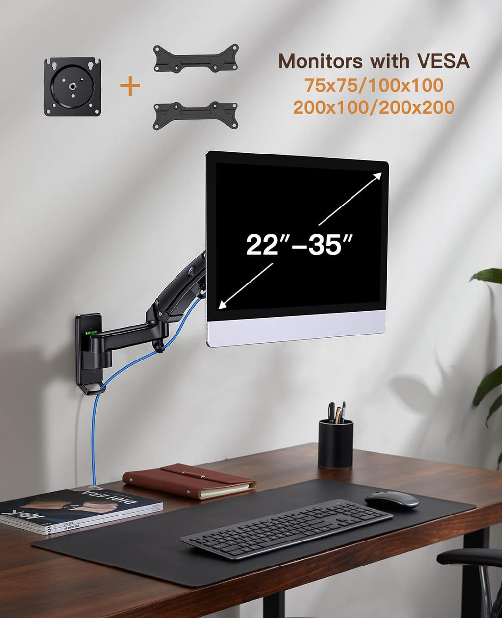 Full Motion Wall Mount for 22”-35” Screens, VESA 75/100/200mm, Pack of 2 P640031