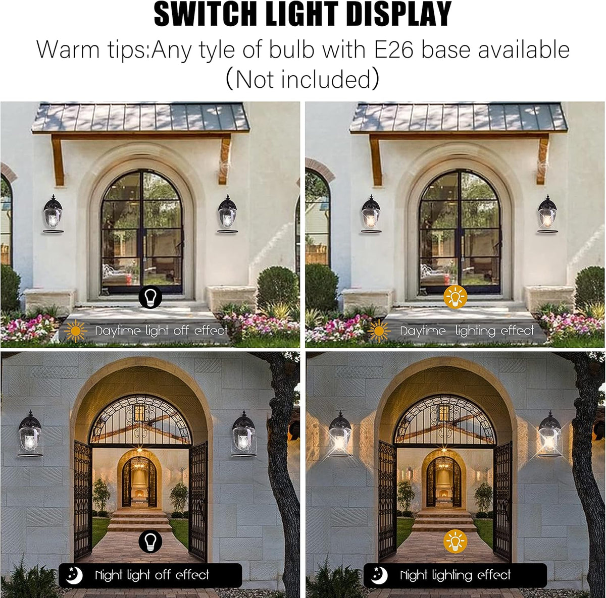 Farmhouse Exterior Lantern with Glass, Die Casting Aluminum 1-Light Wall Light C6451