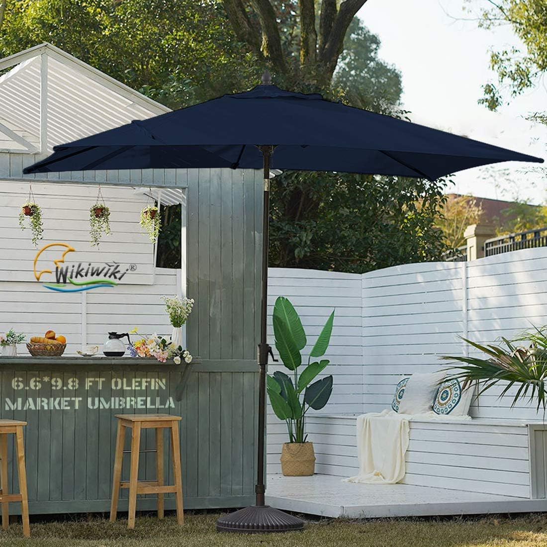 Navy Blue Rectangular Olefin Market Umbrella L4587