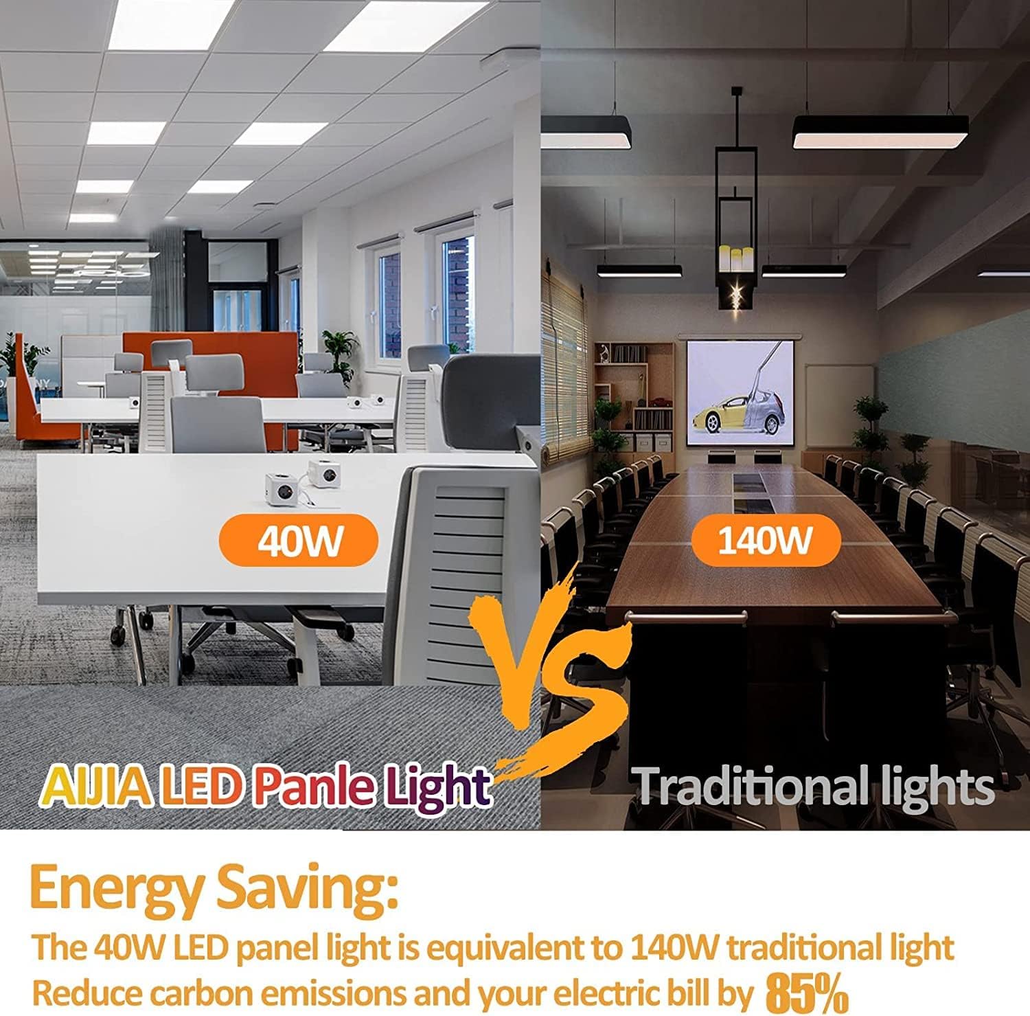 2x2FT LED Flat Panel Light, Selectable CCT, Dimmable, 40W 4000LM, 4Pack H825394