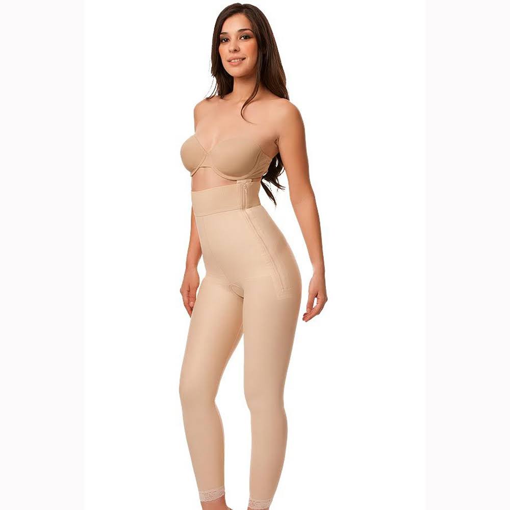 High Waist Girdle with Zippers Ankle Beige - 3XL B3759
