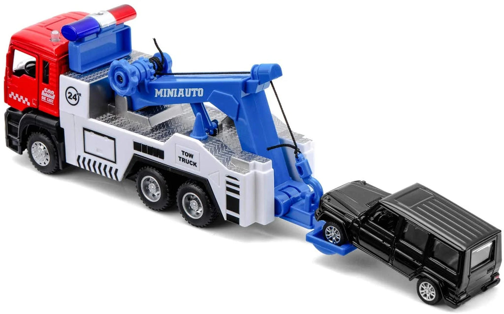 Toy Tow Truck Pull Back Toy Cars with Lights and Sound X6018