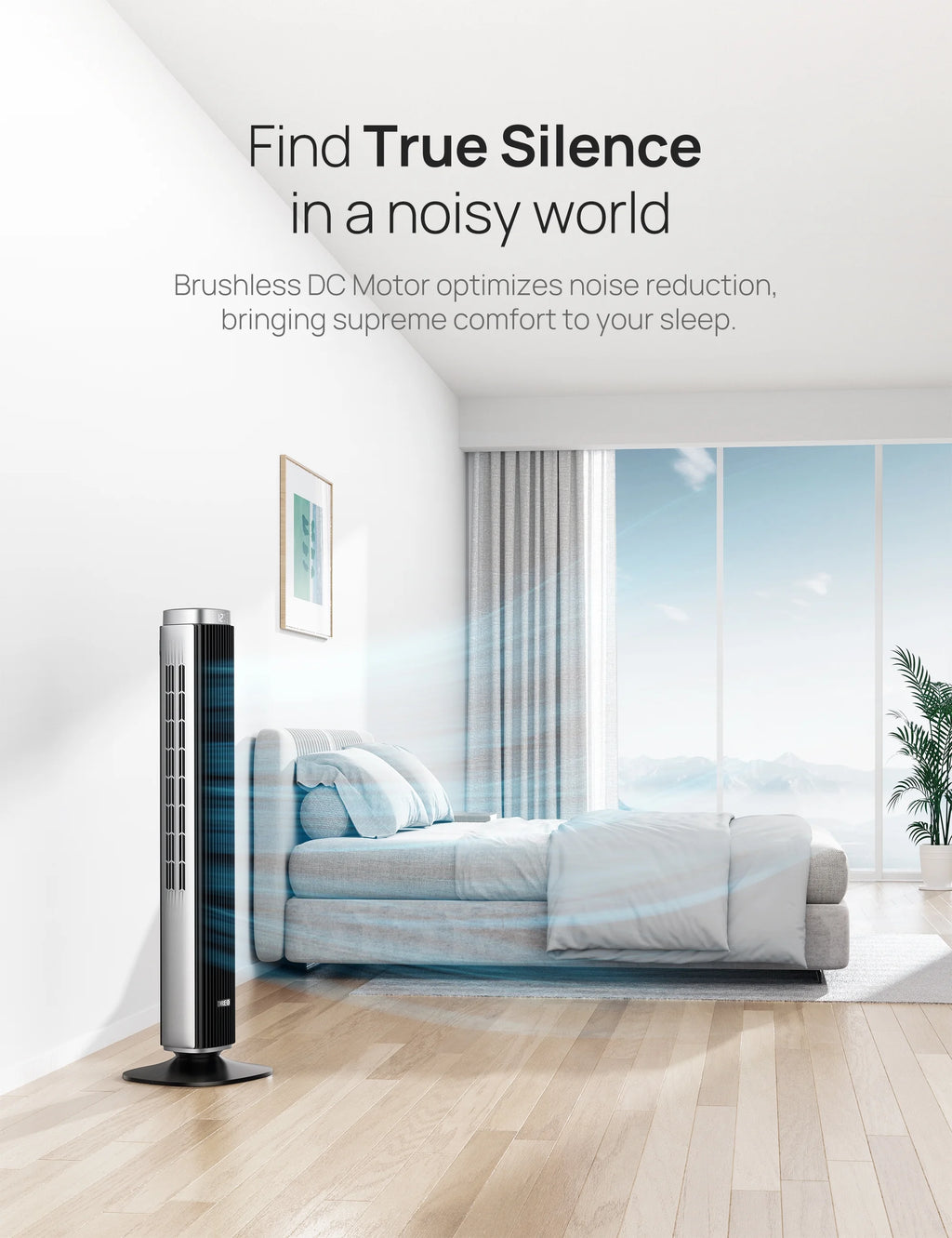42" Tower Fan with Remote, 25 DB Quiet DC Bladeless Fan M82638