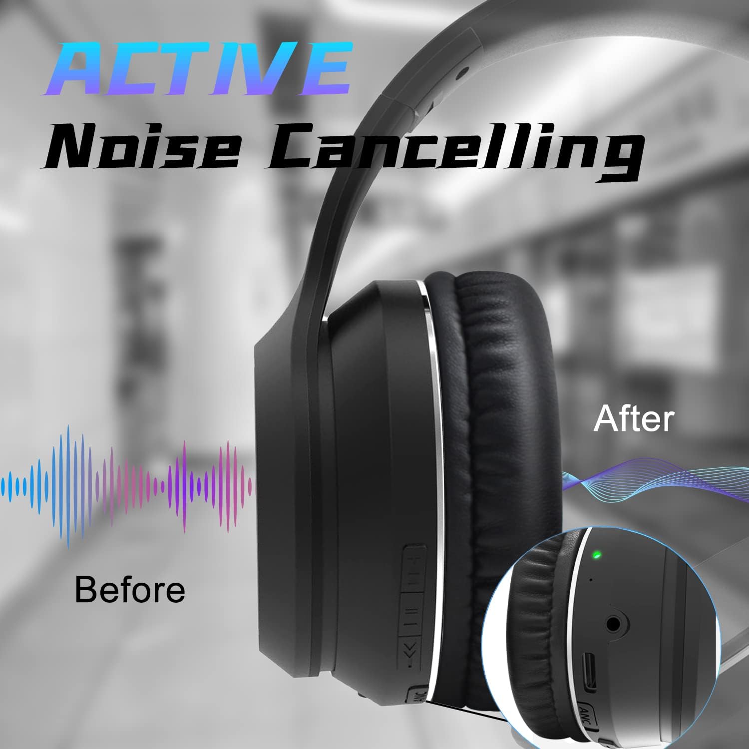 Black Bluetooth Over Ear Headphones with Mic B904