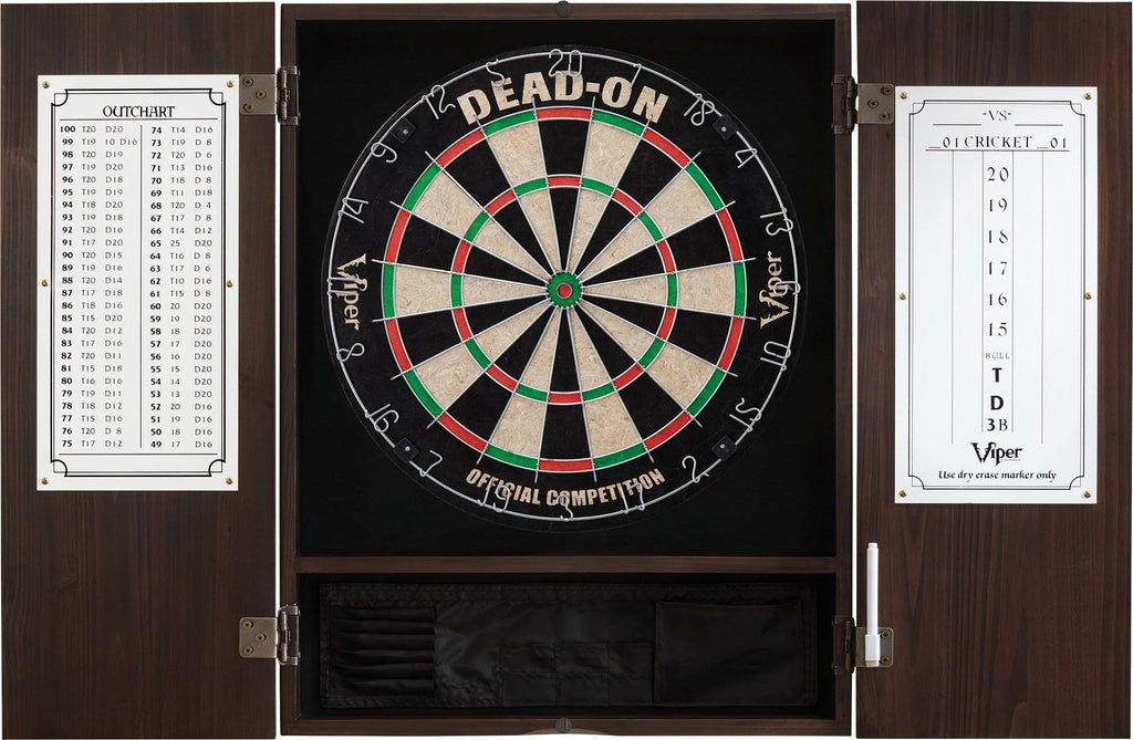 Solid Wood Cabinet & Sisal/Bristle Dartboard Bundle Y165