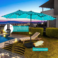 15ft Double-Sided Patio Solar Umbrella with Tilt and Crank, Blue T345763