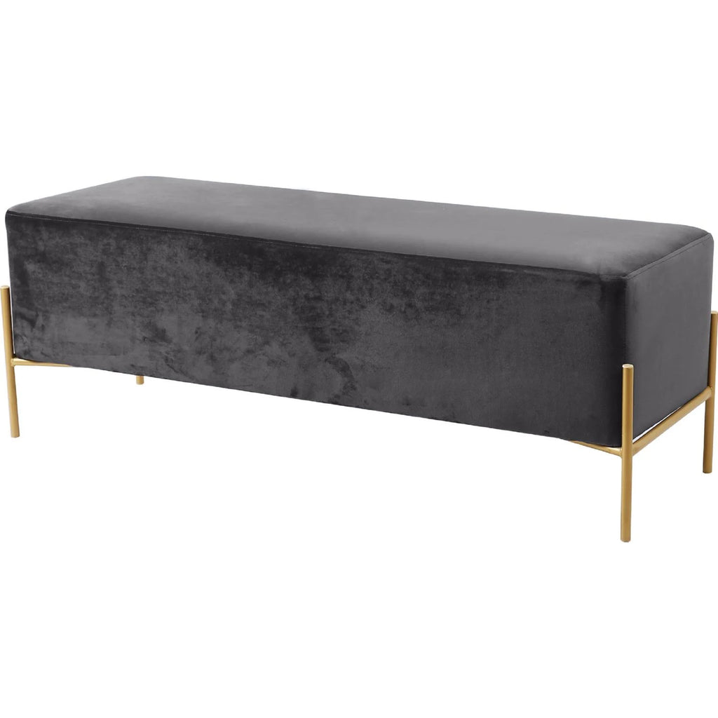 Grey Velvet Bench W3228